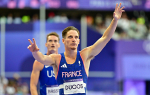 Clément Ducos en finale du 400m haies